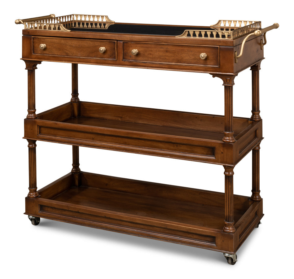 Capital Serving Cart Fruitwood Finish-Side Tables-Sarreid-LOOMLAN