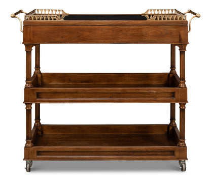 Capital Serving Cart Fruitwood Finish-Side Tables-Sarreid-LOOMLAN