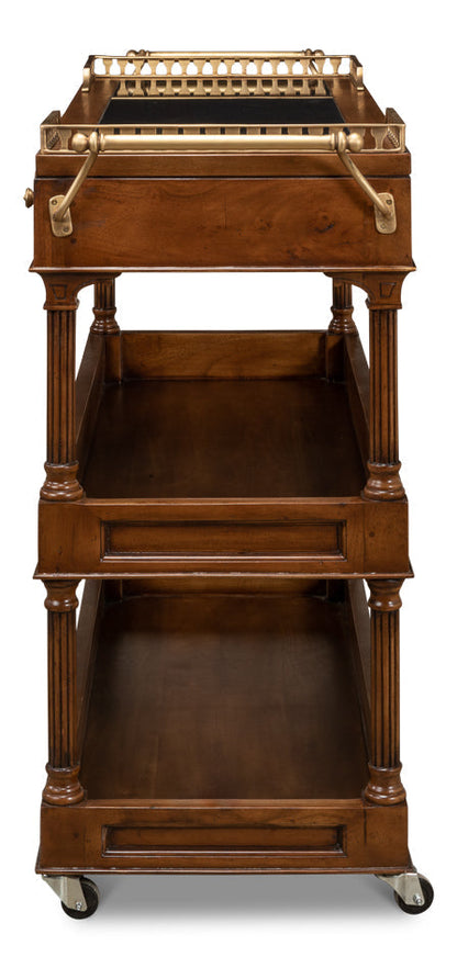 Capital Serving Cart Fruitwood Finish-Side Tables-Sarreid-LOOMLAN