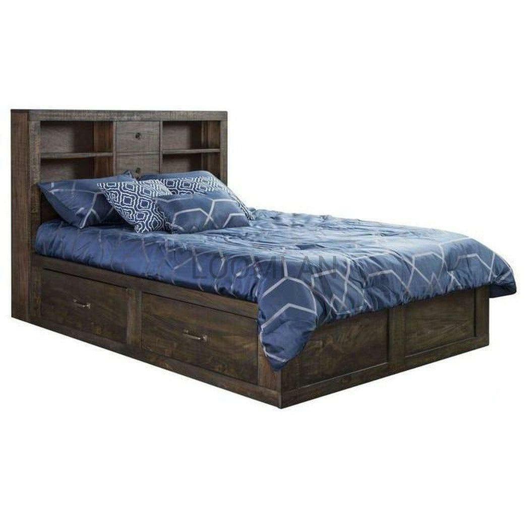 Captains Queen Bed Frame with Bookcase Storage Beds Sideboards and Things By Sunny D