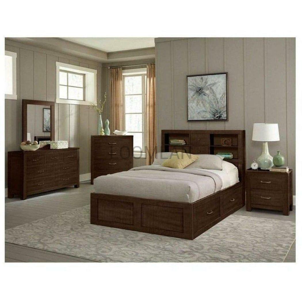 Captains Queen Bed Frame with Bookcase Storage Beds Sideboards and Things By Sunny D