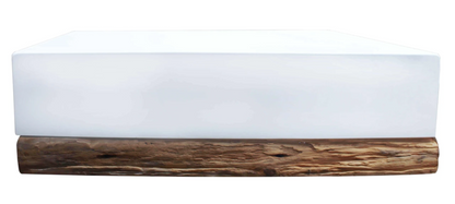 Bodhi Resin And Wood White Rectangular Coffee Table