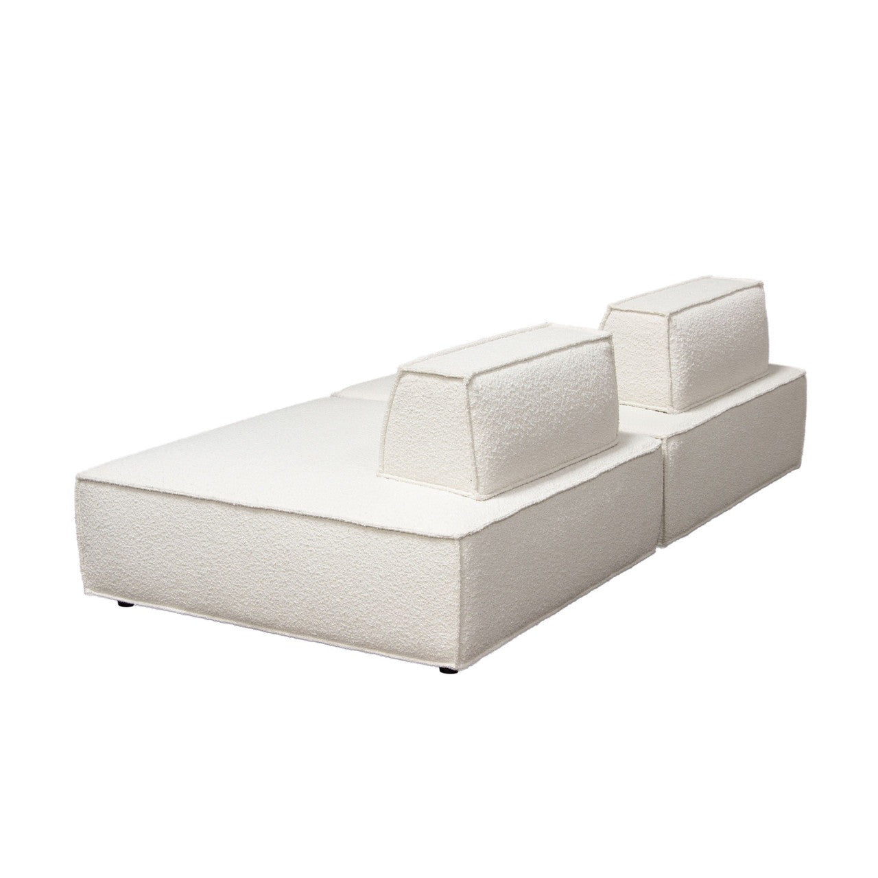 Cara 2-Piece Square Modular Lounger in Ivory Boucle Fabric-Modular Sofas-Diamond Sofa-Sideboards and Things 