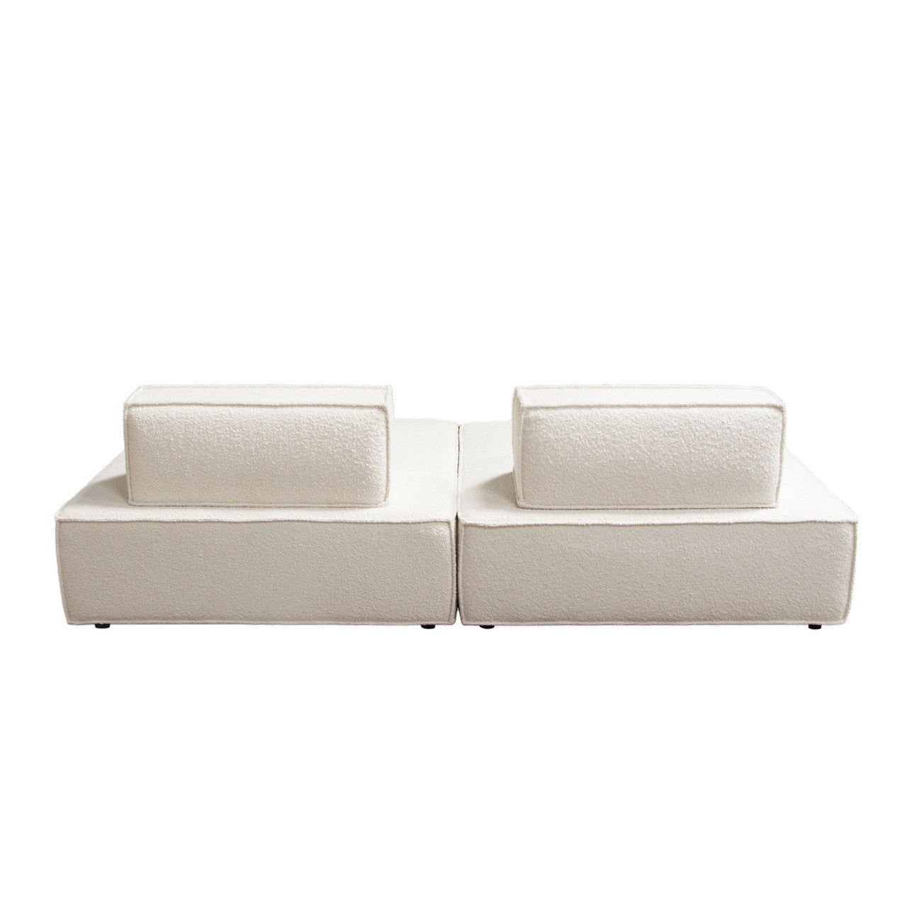 Cara 2-Piece Square Modular Lounger in Ivory Boucle Fabric-Modular Sofas-Diamond Sofa-Sideboards and Things 