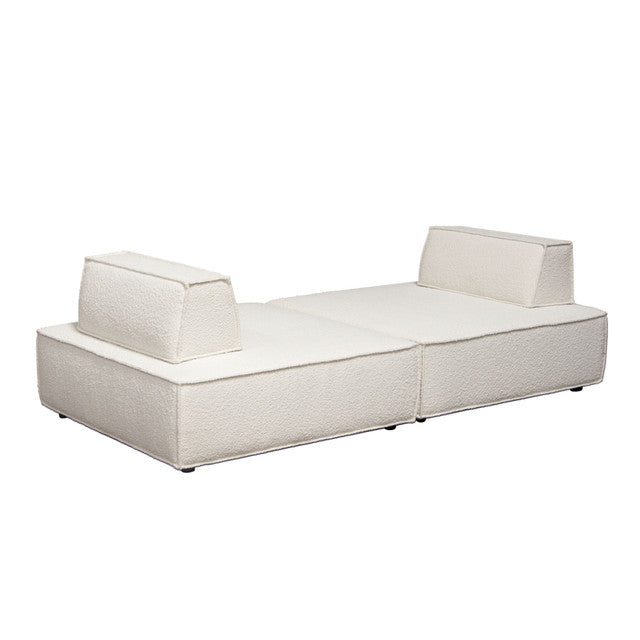 Cara 2-Piece Square Modular Lounger in Ivory Boucle Fabric-Modular Sofas-Diamond Sofa-Sideboards and Things 