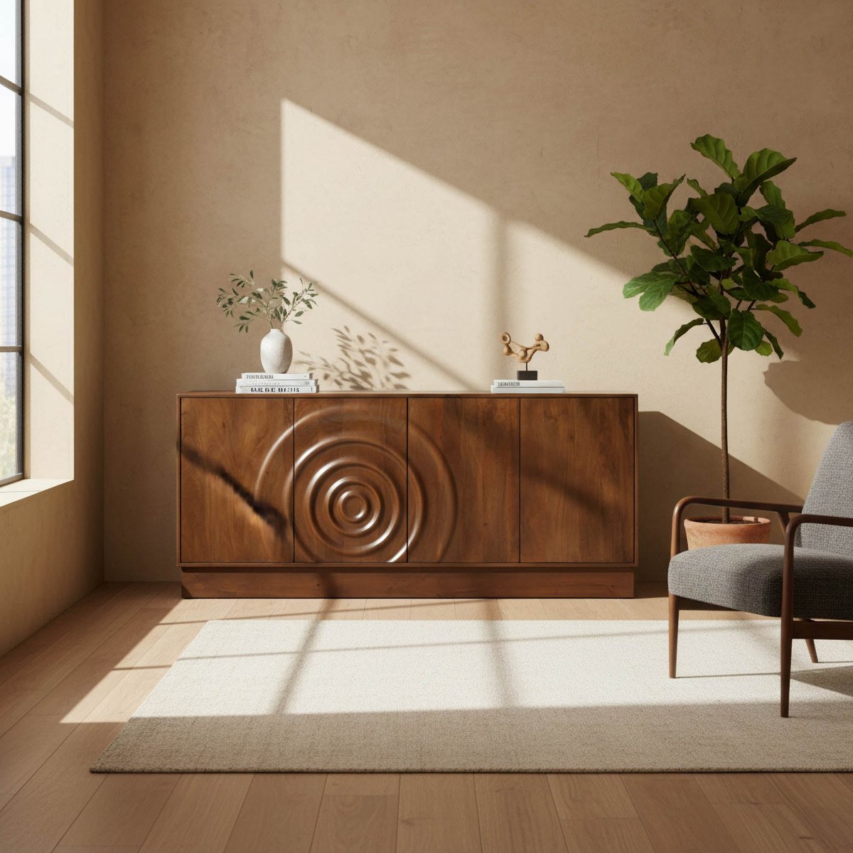 LH Home Caracol Wooden Brown Sideboard
