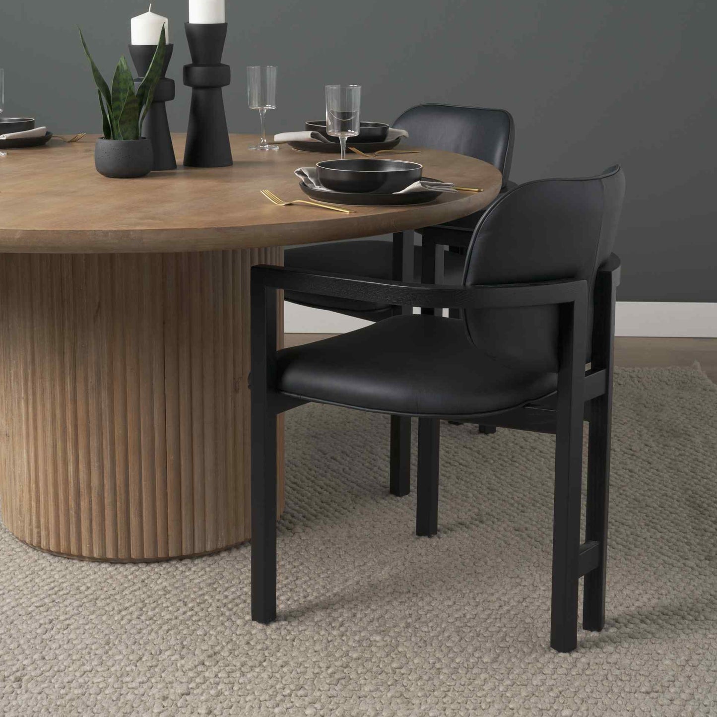Mercana Carlisle Curved Back Leather Dining Armchair 2PC
