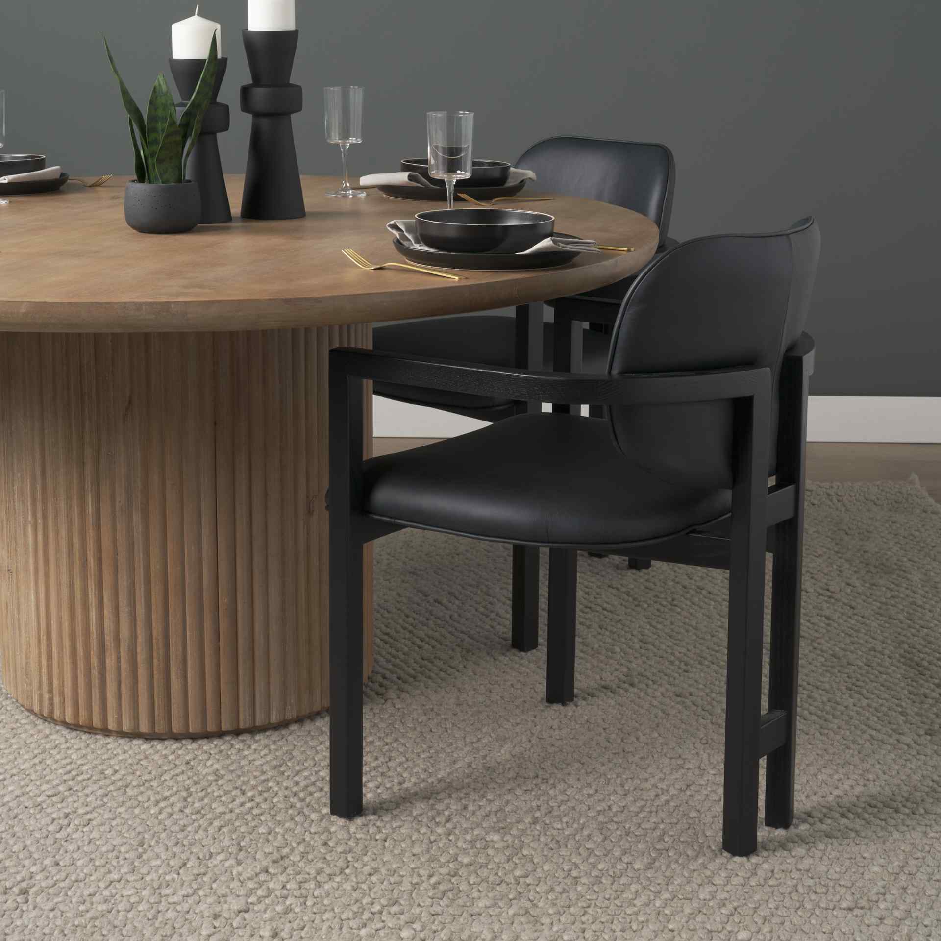 Mercana Carlisle Curved Back Leather Dining Armchair 2PC