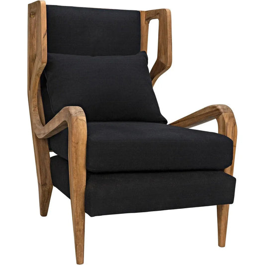Noir Carol Natural Teak Wood Armless Chair