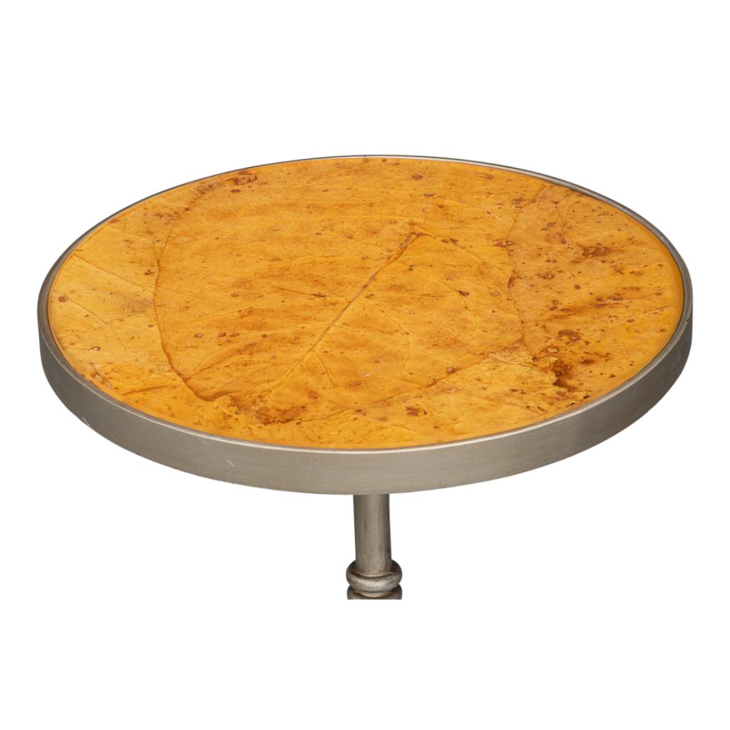 Sarreid Carolina Leaf Aluminum Base Round Side Table