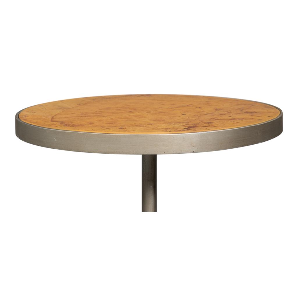 Sarreid Carolina Leaf Aluminum Base Round Side Table
