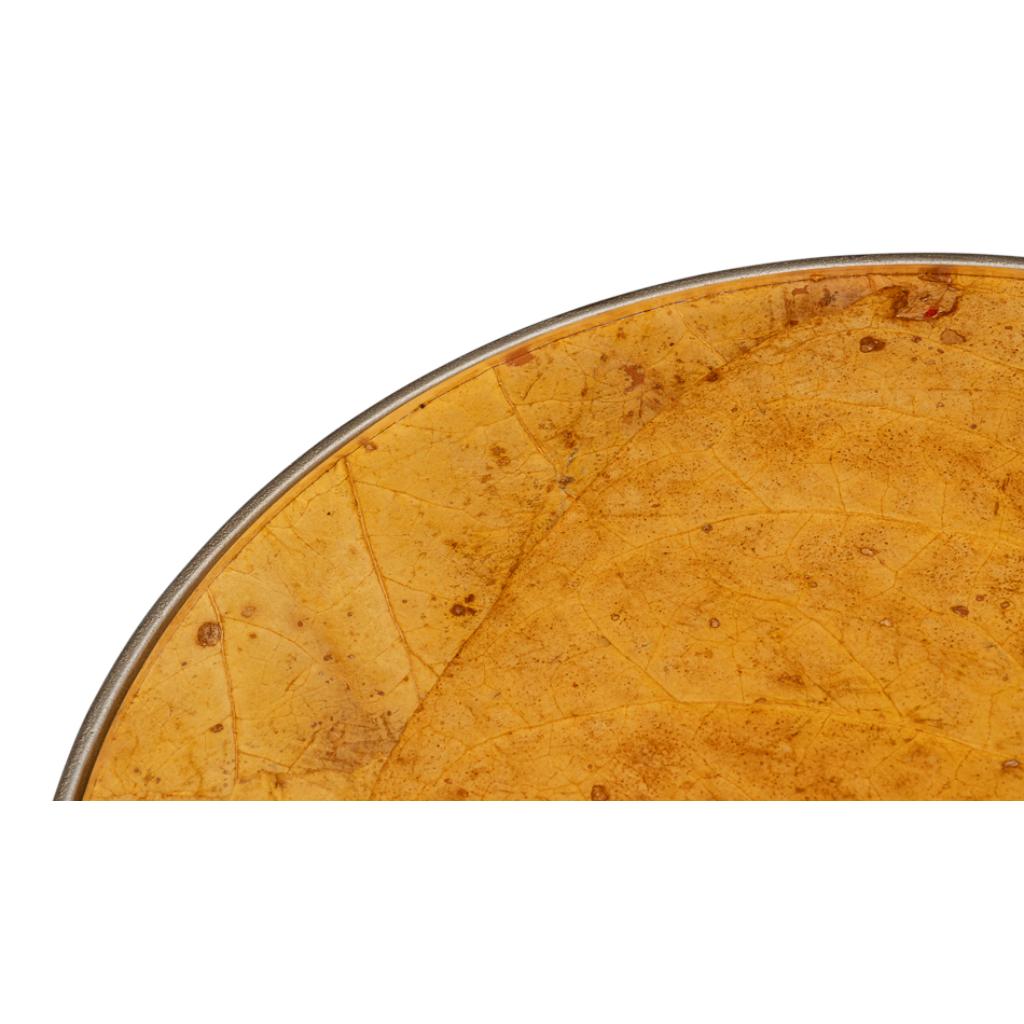 Sarreid Carolina Leaf Aluminum Base Round Side Table