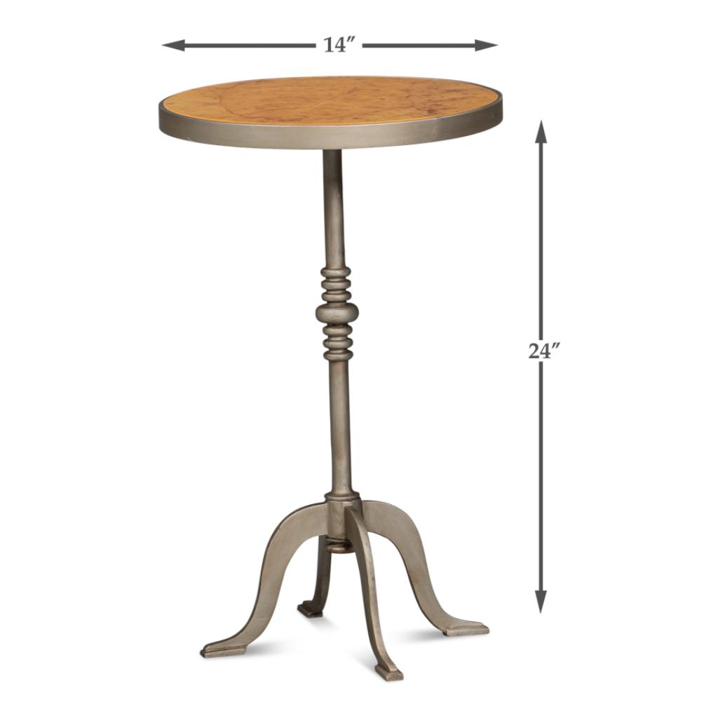 Sarreid Carolina Leaf Aluminum Base Round Side Table