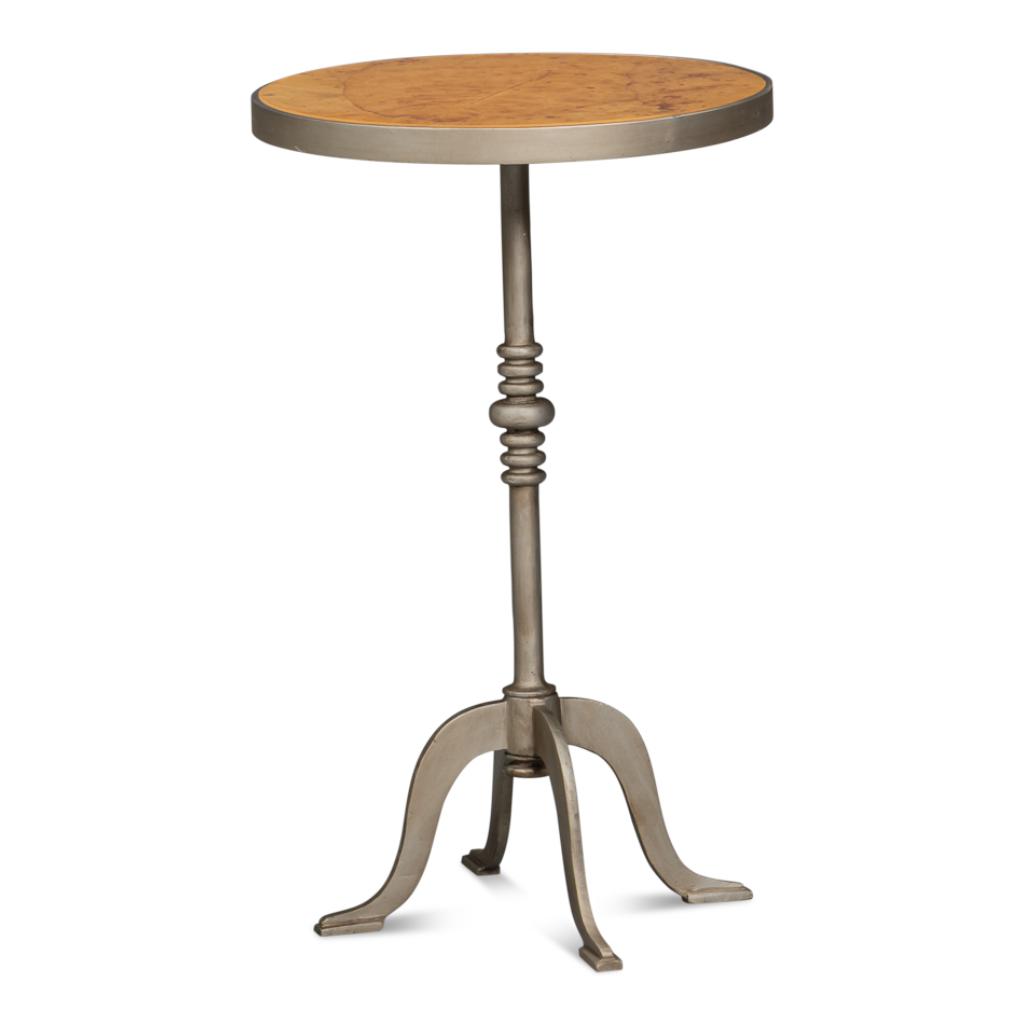 Sarreid Carolina Leaf Aluminum Base Round Side Table