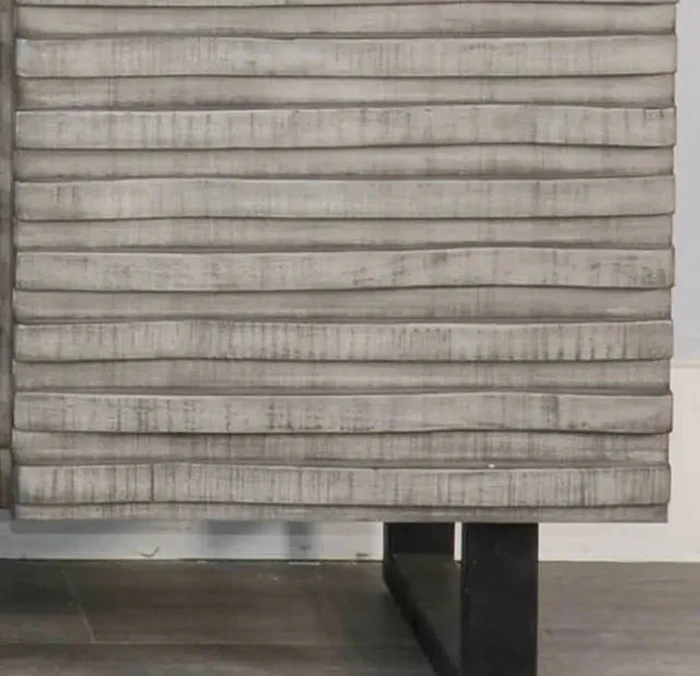 Sunny D Carved Wood TV Stand with Soundbar and Doors