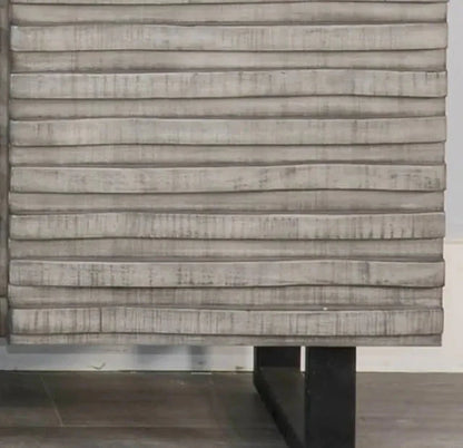 Sunny D Carved Wood TV Stand with Soundbar and Doors