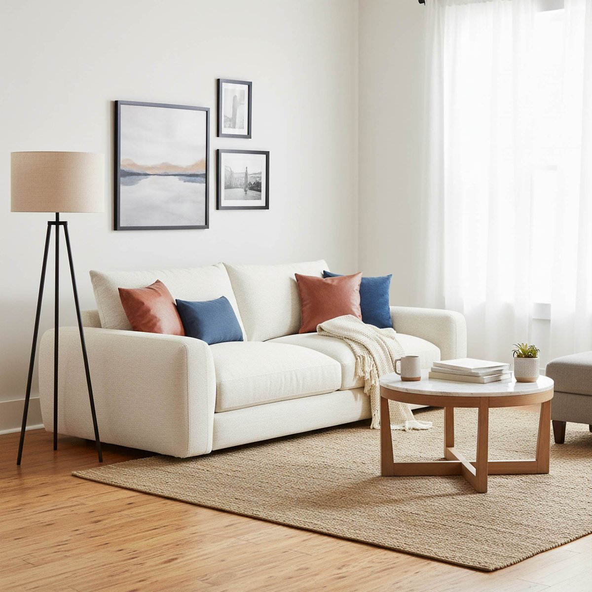 LH Home Cashmere Beige Fabric Sofa