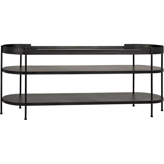 Noir Cassio Black Steel Geometric Console Table