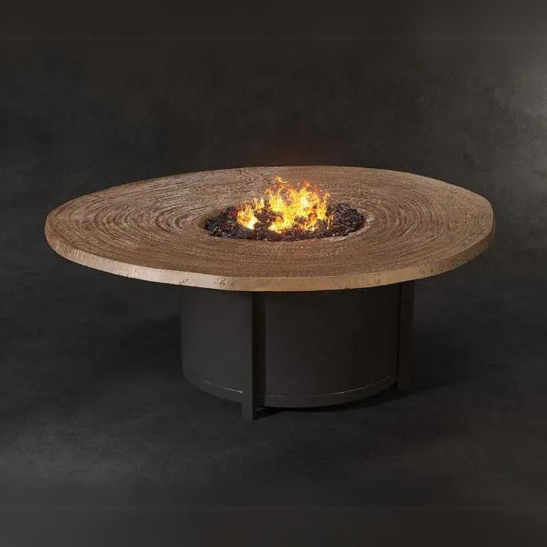 Nature's Wood Round Firepit Table Live Edge Top