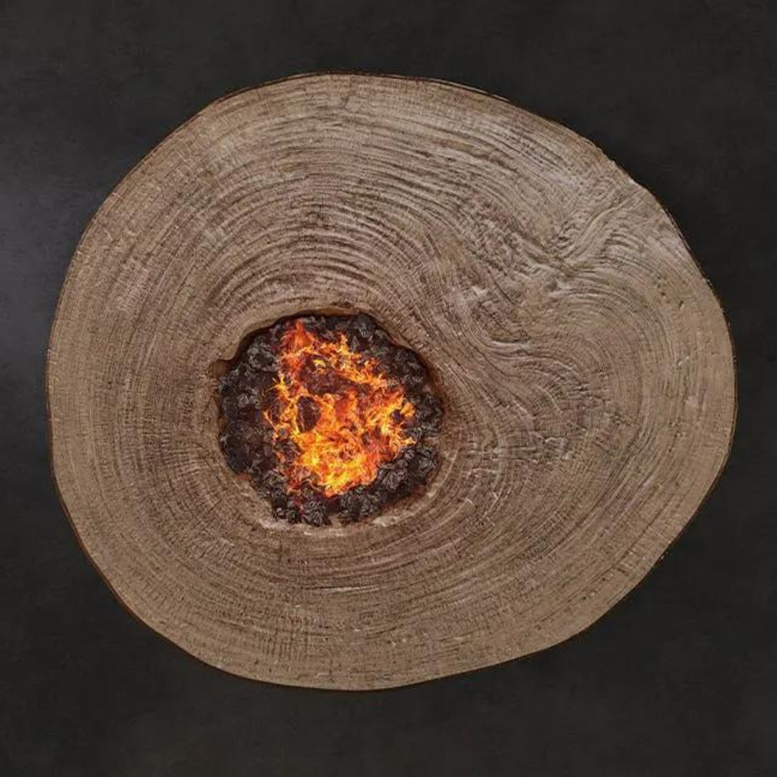 Nature's Wood Round Firepit Table Live Edge Top