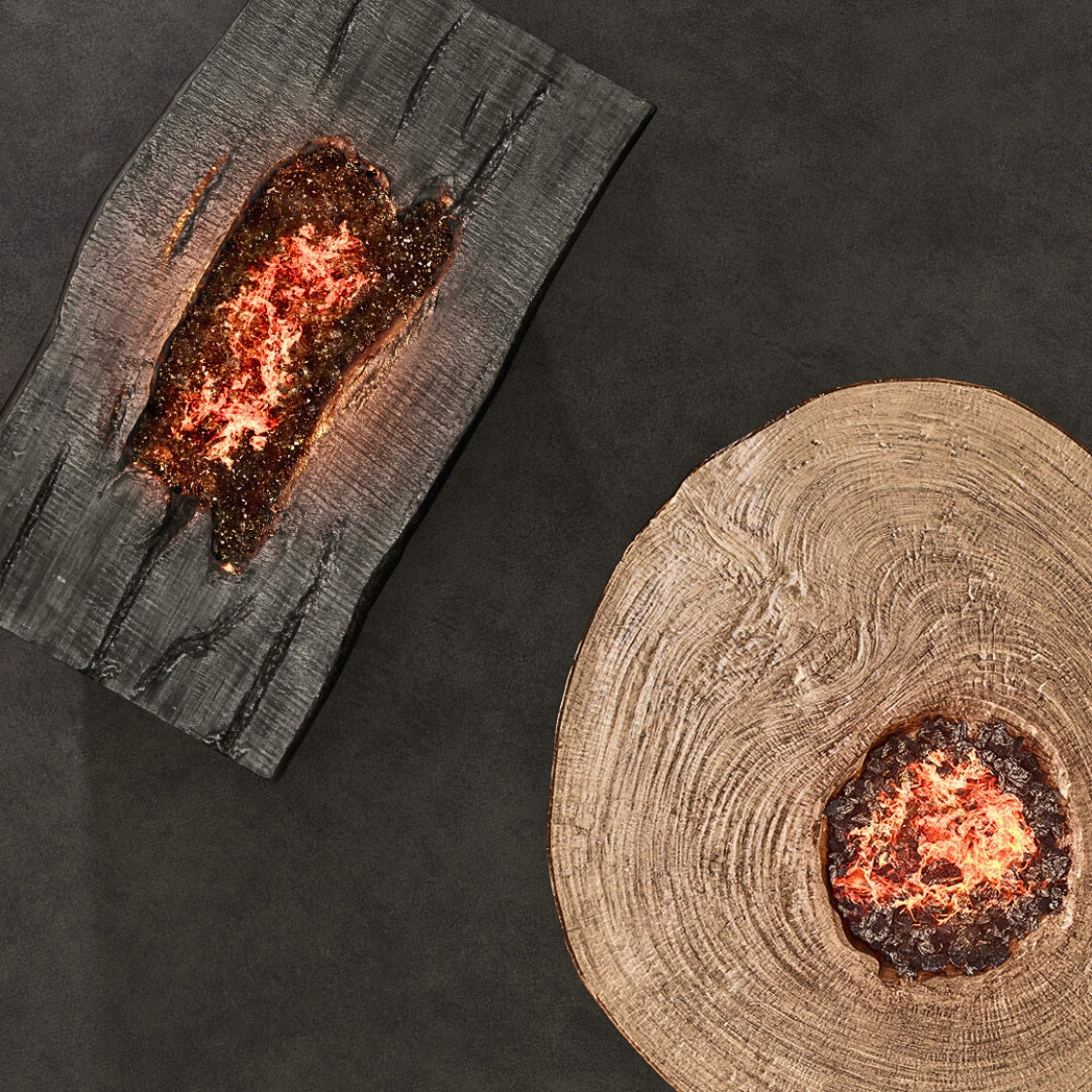 Nature's Wood Round Firepit Table Live Edge Top