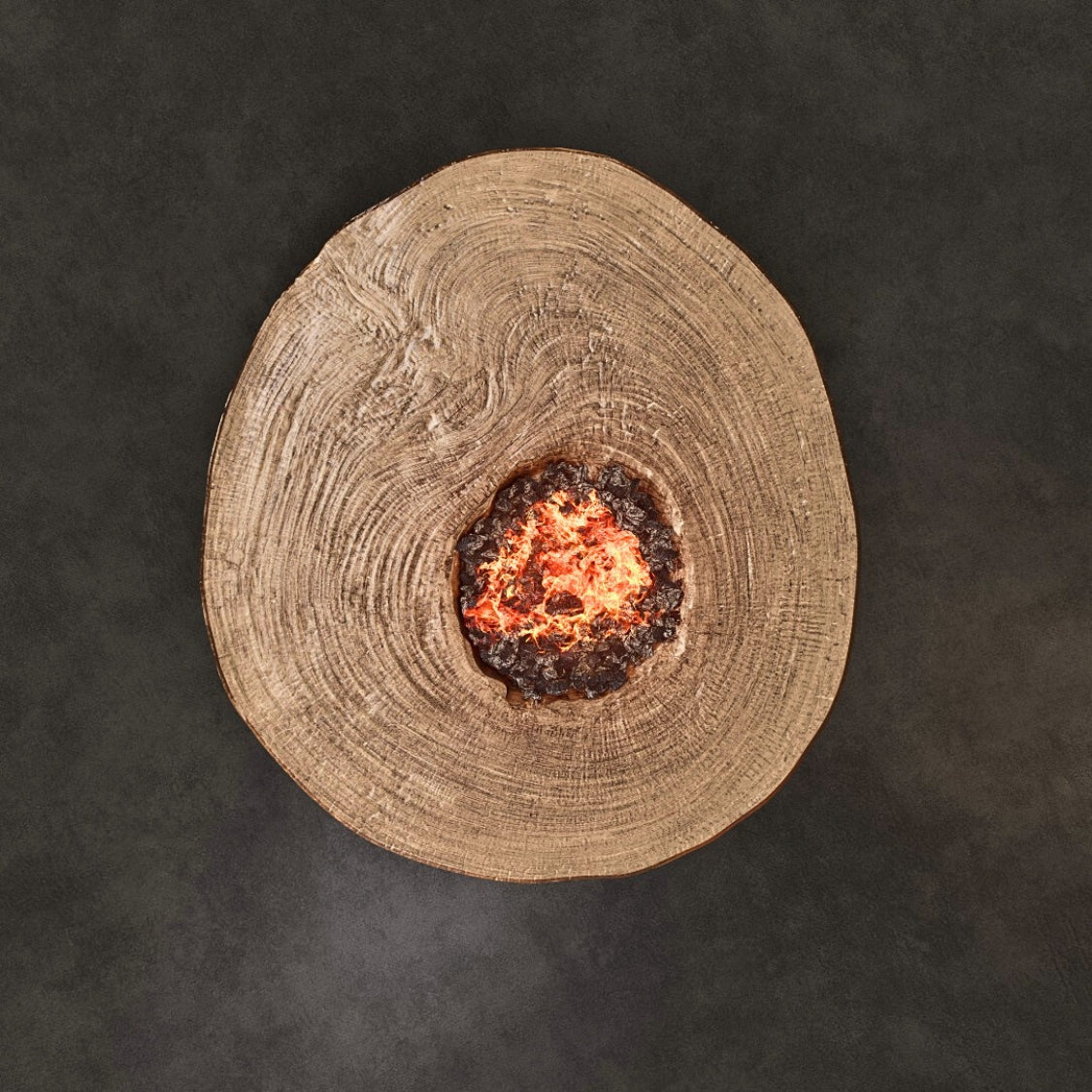 Nature's Wood Round Firepit Table Live Edge Top