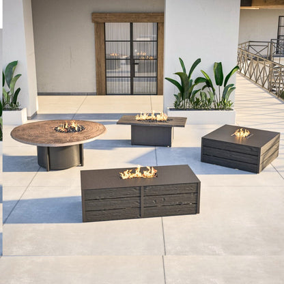 Nature's Wood Round Firepit Table Live Edge Top