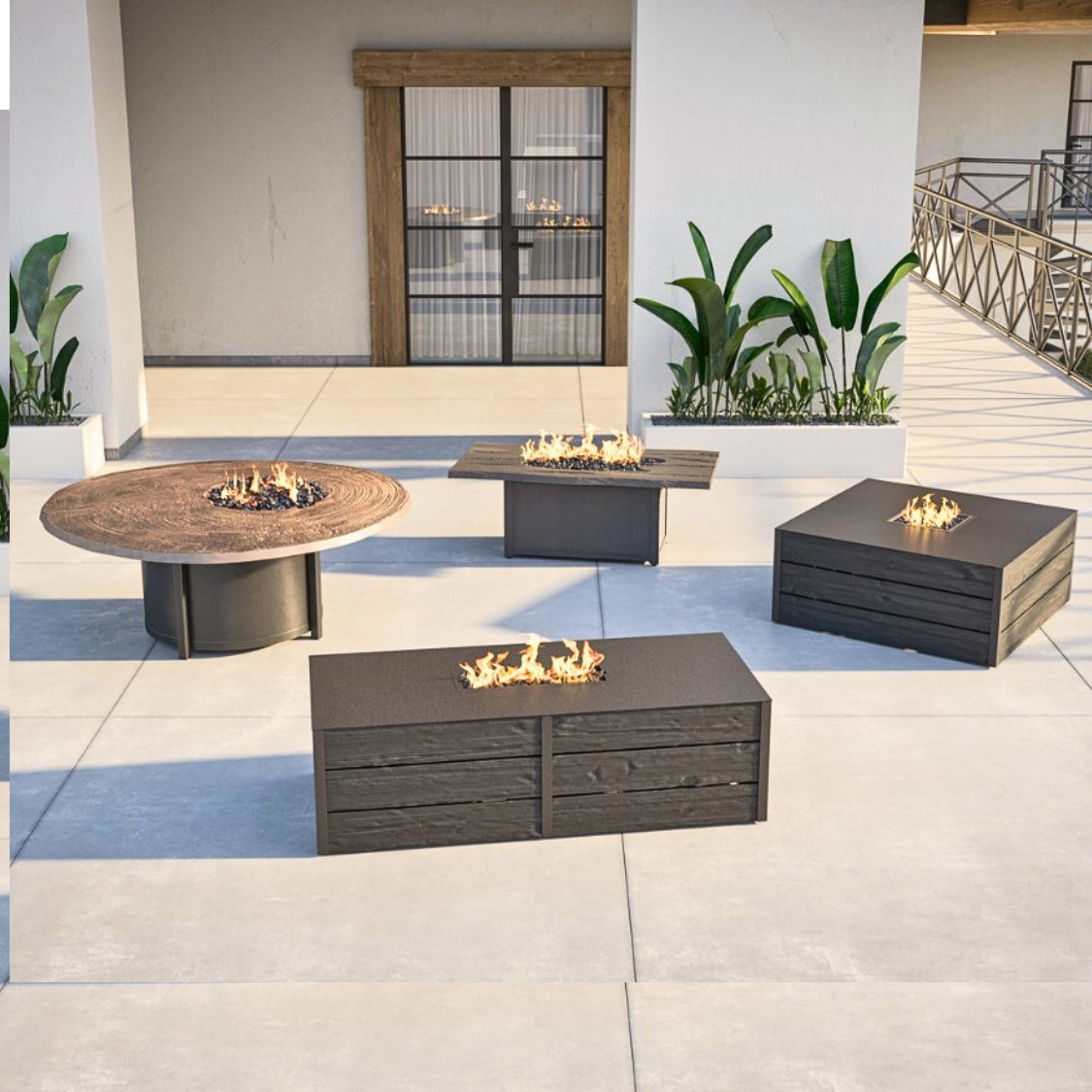 Nature's Wood Rectangle Firepit Table Live Edge Top