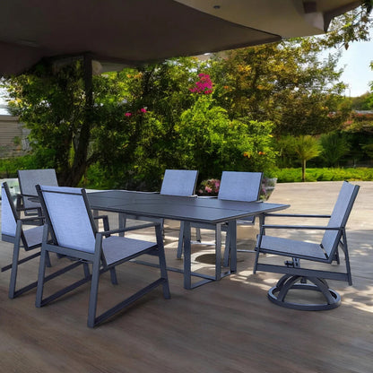 Prism Aluminum Sling Dining Set Table for 6 People