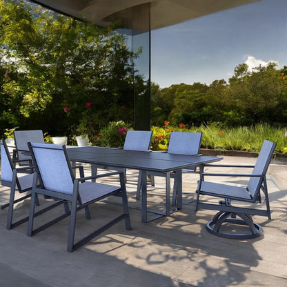 Prism Aluminum Sling Dining Set Table for 6 People