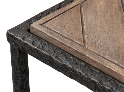 Castle Gate Side Table With Parquet Top-Side Tables-Sarreid-LOOMLAN