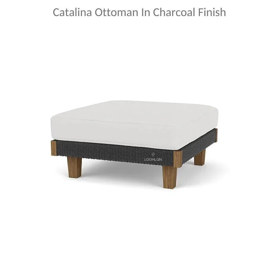 Catalina Ottoman All Weather Wicker & Teak Wood -- view 3
