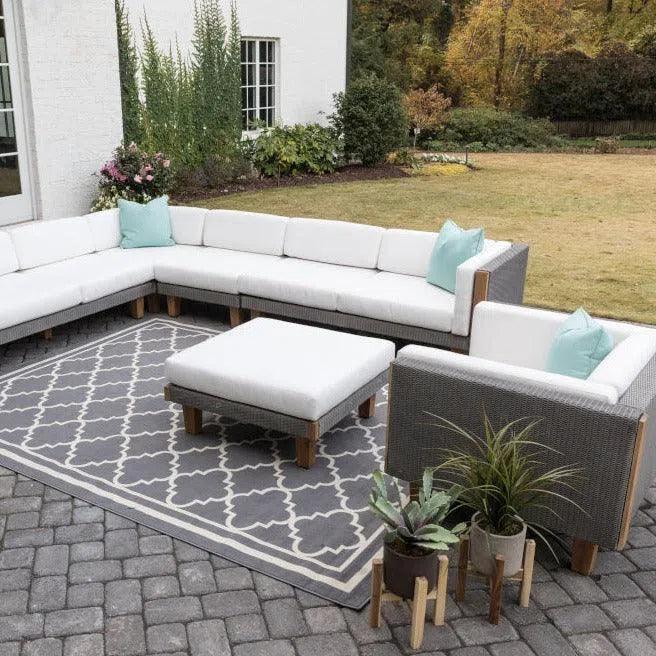Catalina Wicker Modular Set Lounge Chair Ottoman Table -- view 2