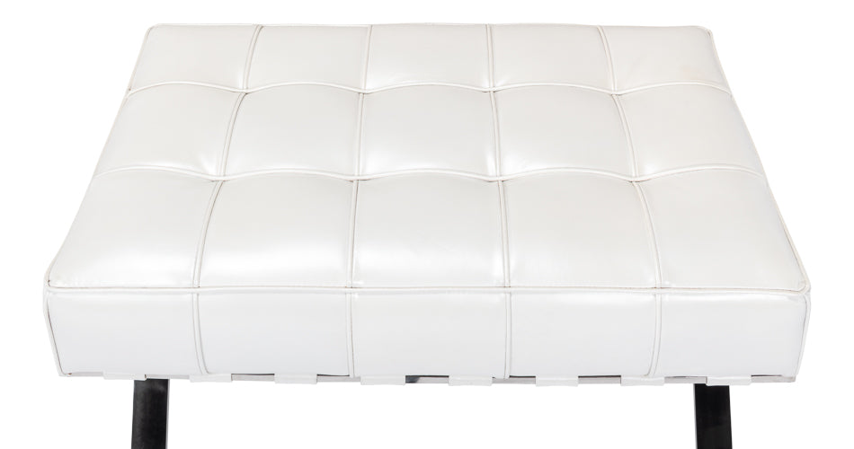 Catalunya Bench White Leather Silver Frame-Bedroom Benches-Sarreid-LOOMLAN