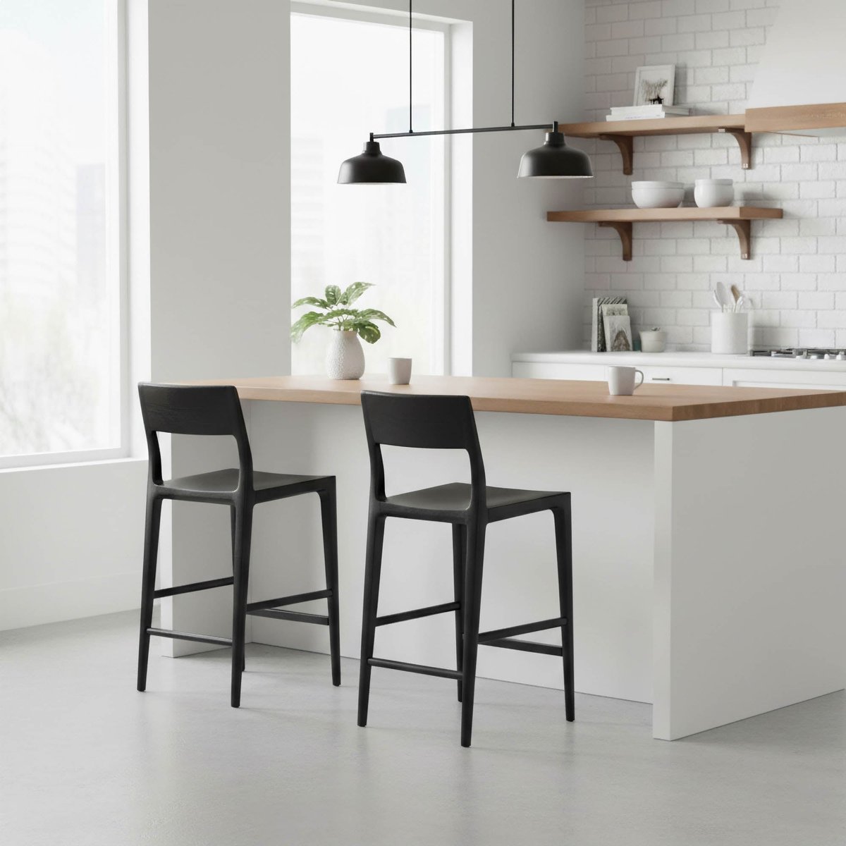 LH Home Catania Wooden Barstool With Footrest
