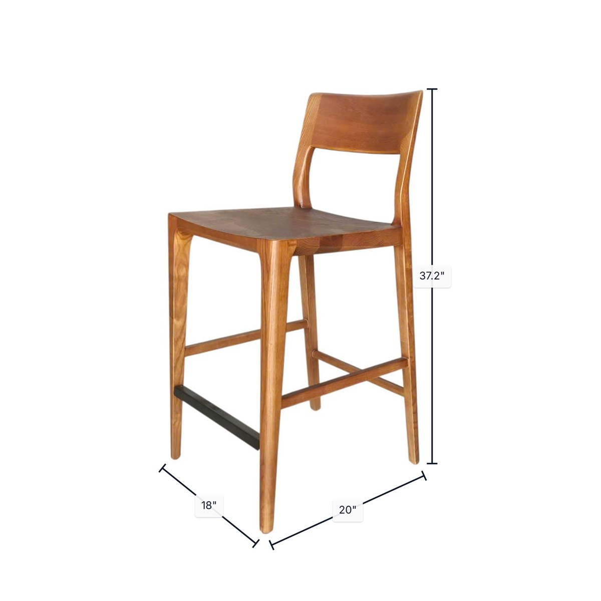 LH Home Catania Wooden Barstool With Footrest