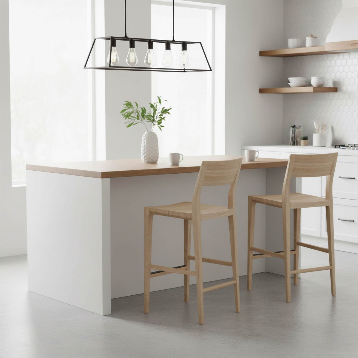LH Home Catania Wooden Barstool With Footrest