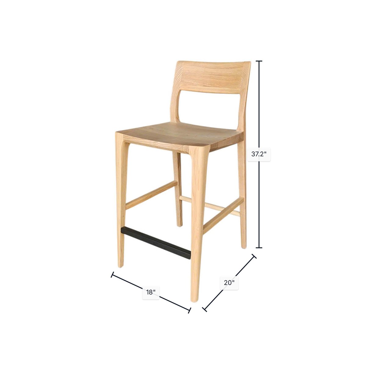 LH Home Catania Wooden Barstool With Footrest