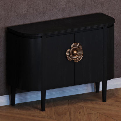 Caviar Black Antique Brass Briallen Black Demi-Lune Accent Cabinets Sideboards and Things By Currey & Co