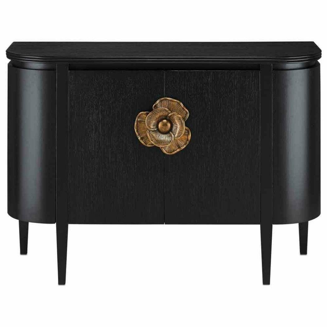 Caviar Black Antique Brass Briallen Black Demi-Lune Accent Cabinets Sideboards and Things By Currey & Co