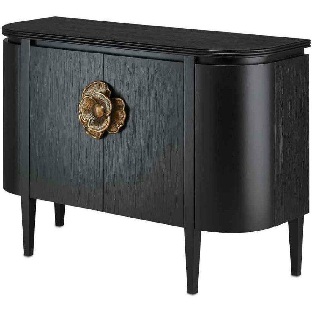 Caviar Black Antique Brass Briallen Black Demi-Lune Accent Cabinets Sideboards and Things By Currey & Co