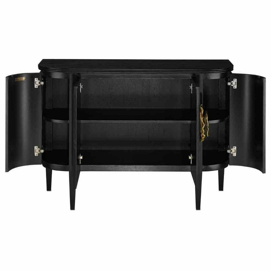 Caviar Black Antique Brass Briallen Black Demi-Lune Accent Cabinets Sideboards and Things By Currey & Co