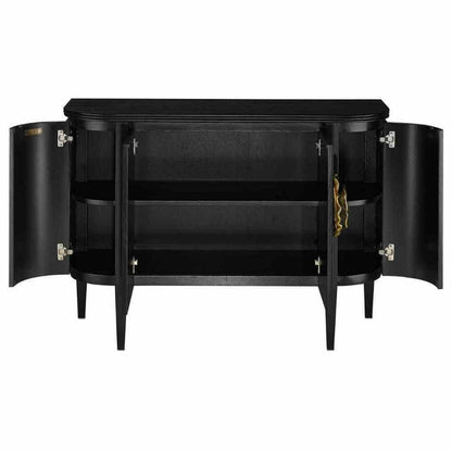 Caviar Black Antique Brass Briallen Black Demi-Lune Accent Cabinets Sideboards and Things By Currey & Co