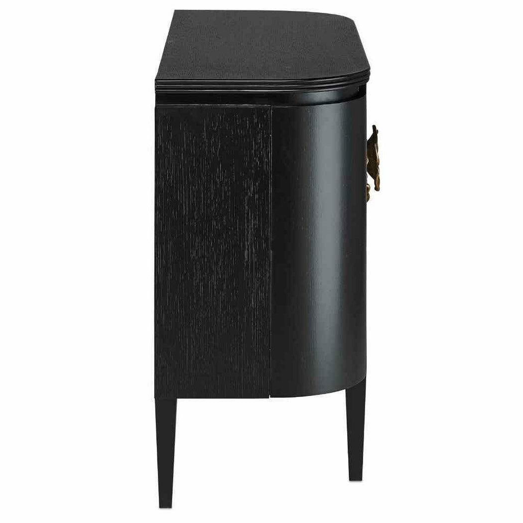 Caviar Black Antique Brass Briallen Black Demi-Lune Accent Cabinets Sideboards and Things By Currey & Co