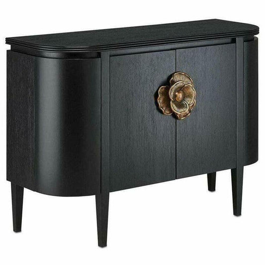 Caviar Black Antique Brass Briallen Black Demi-Lune Accent Cabinets Sideboards and Things By Currey & Co