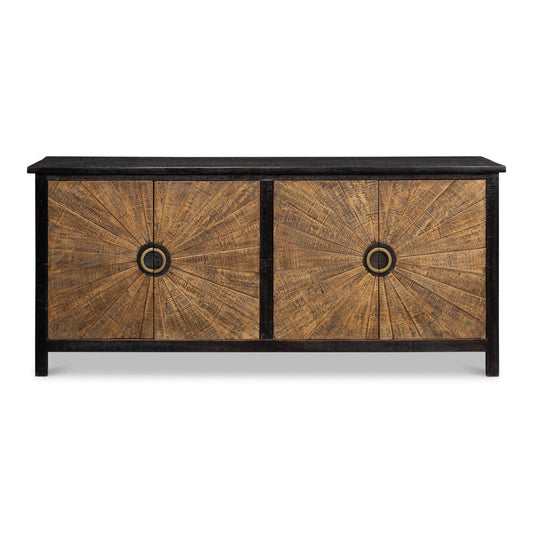 Centrum Four Door Sideboard Black Distressed Finish-Sideboards-Sarreid-LOOMLAN