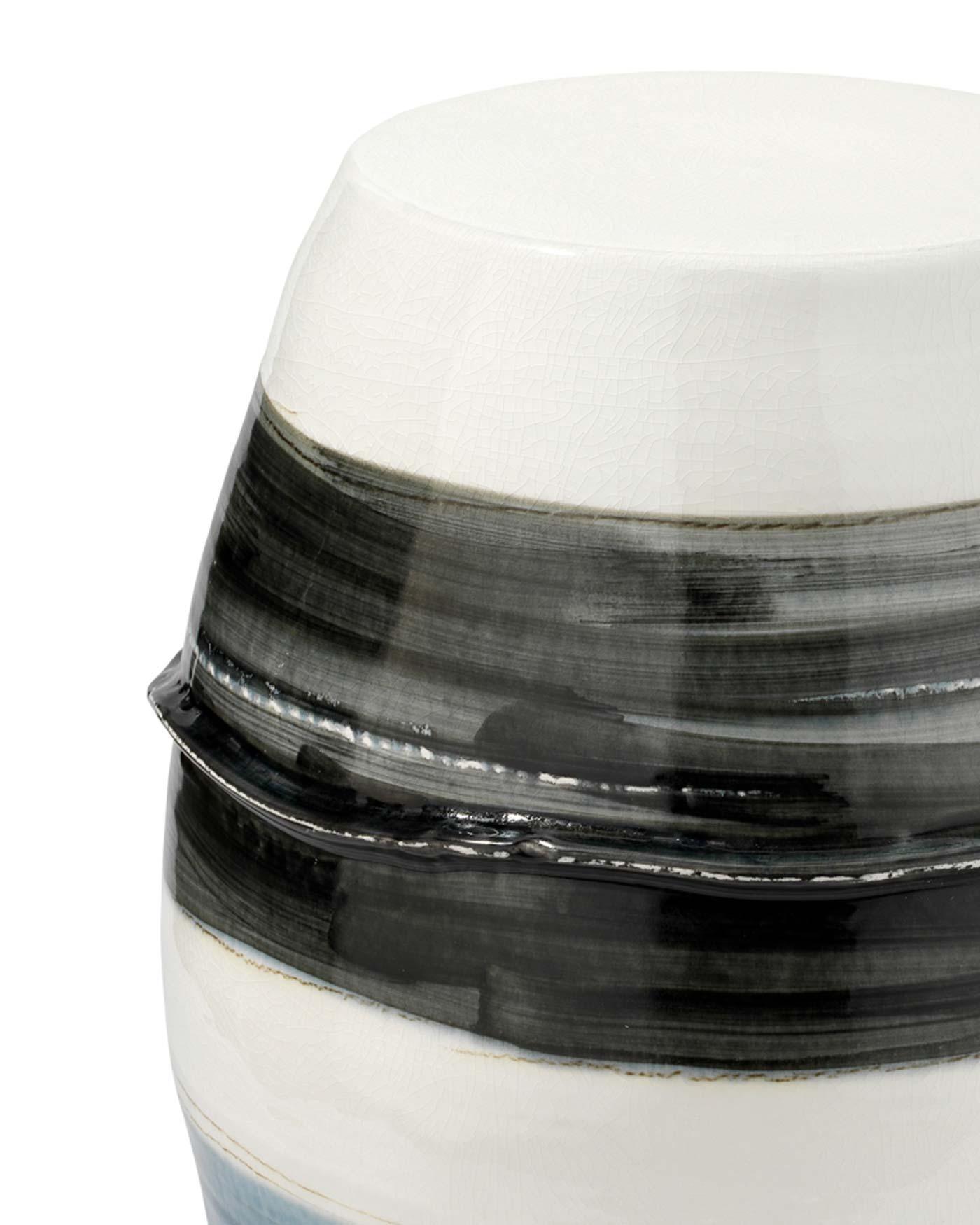 Ceramic Horizon Striped Mid Century Modern Side Table Side Tables Sideboards and Things By Jamie Young