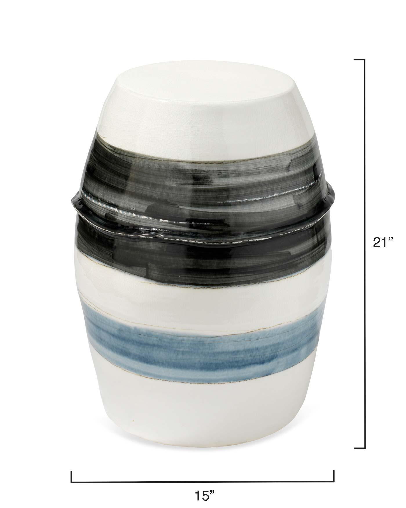 Ceramic Horizon Striped Mid Century Modern Side Table Side Tables Sideboards and Things By Jamie Young