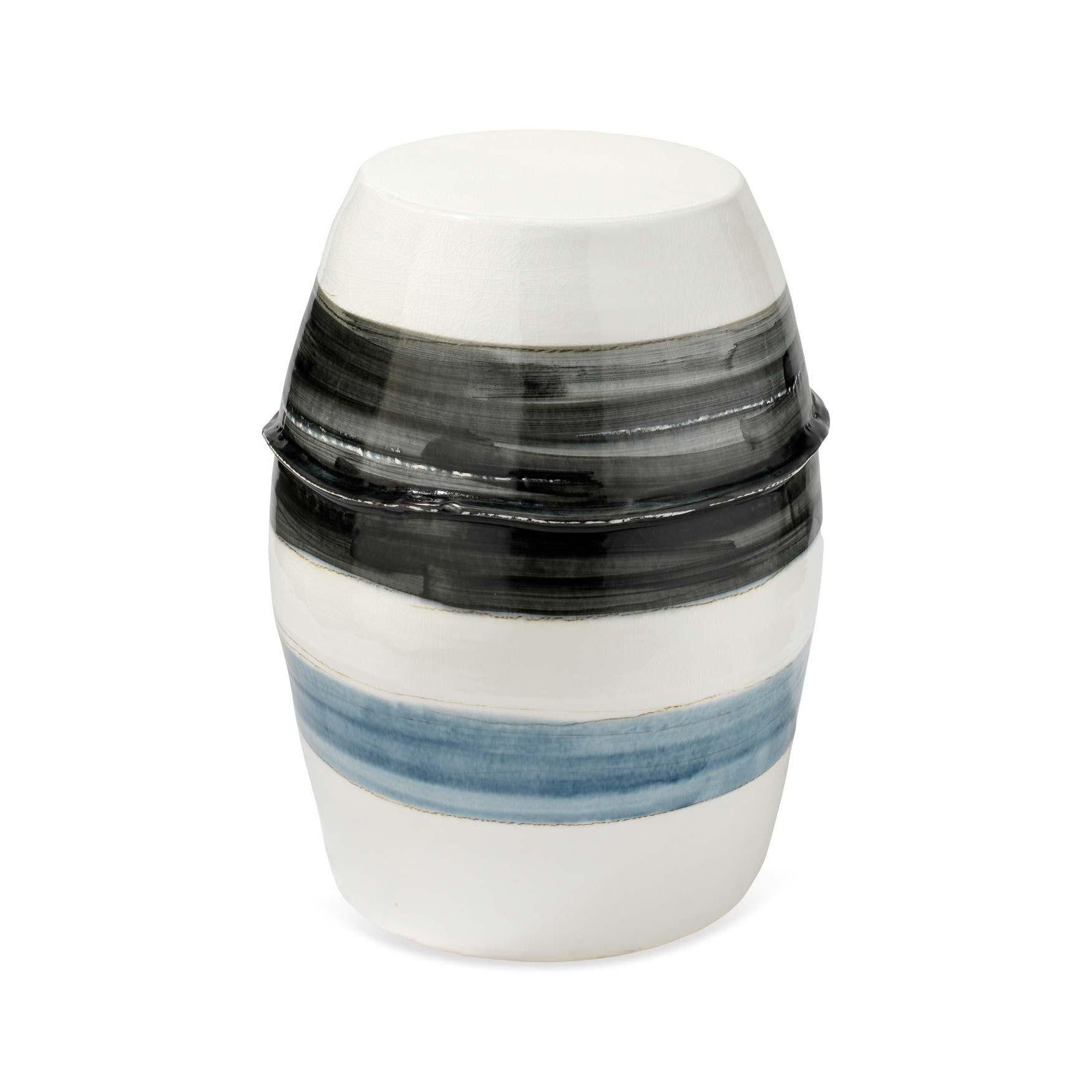 Ceramic Horizon Striped Mid Century Modern Side Table Side Tables Sideboards and Things By Jamie Young