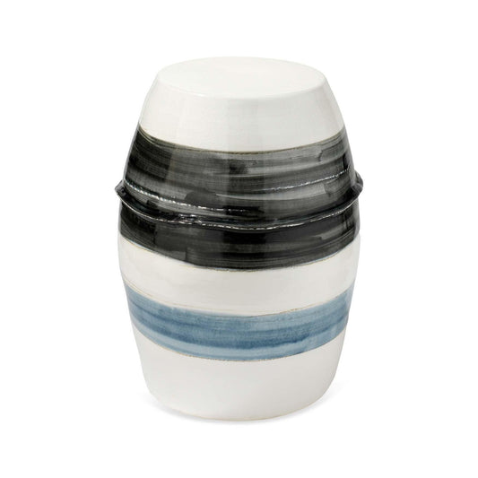 Ceramic Horizon Striped Mid Century Modern Side Table Side Tables Sideboards and Things By Jamie Young